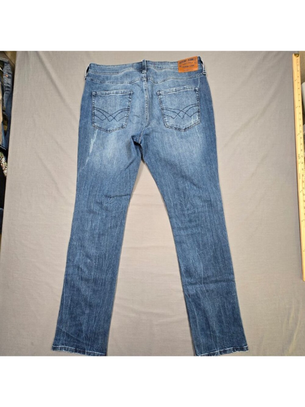 Seven7 W34 L34 Mens Slim Straight Jeans Distressed Blue Denim Casual Wear - Picture 5 of 7